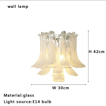 Tiered peach amber glass chandelier living room light fixture
