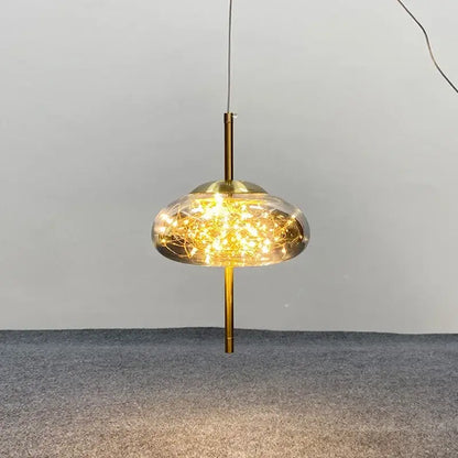 Modern amber glass chandelier dining room fairy light pendant