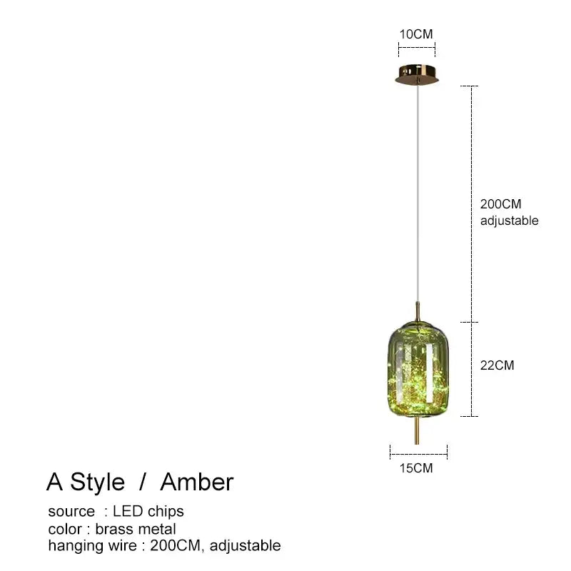 Modern amber glass chandelier dining room fairy light pendant