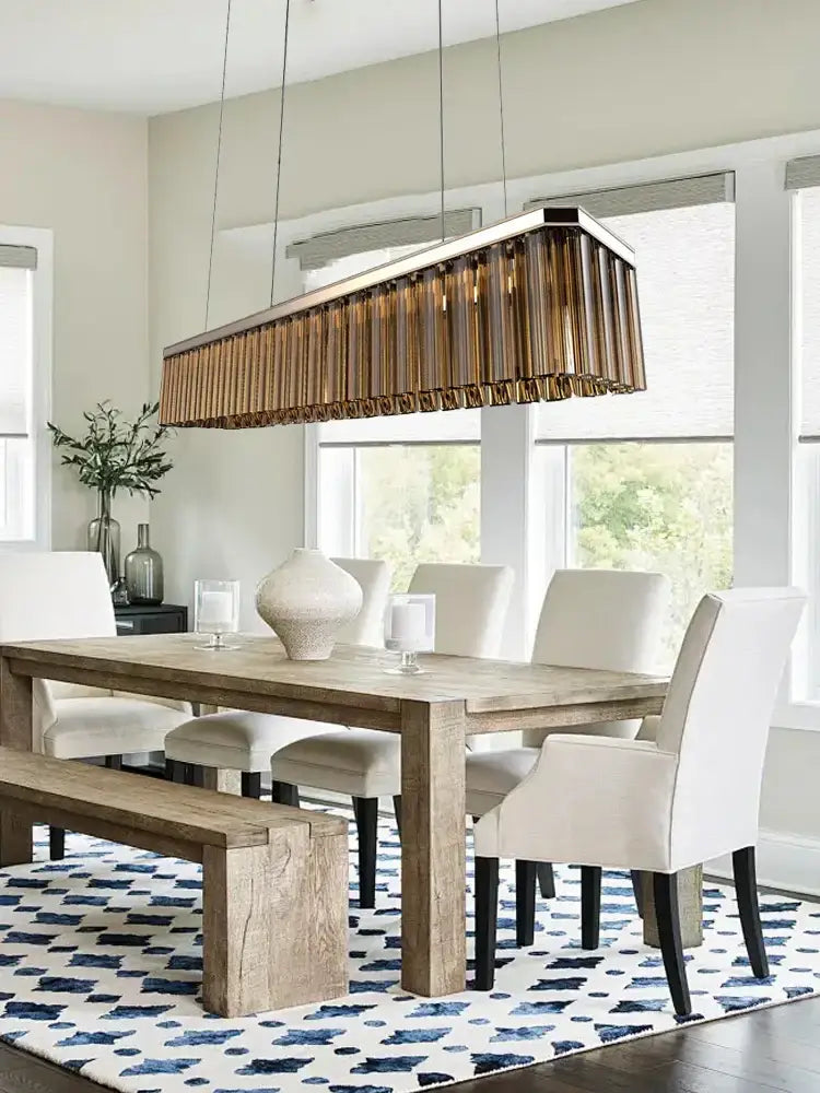 Modern gold amber glass chandelier for dining room