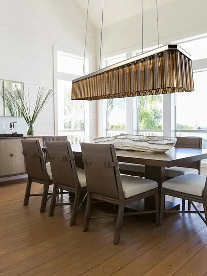 Modern gold amber glass chandelier for dining room