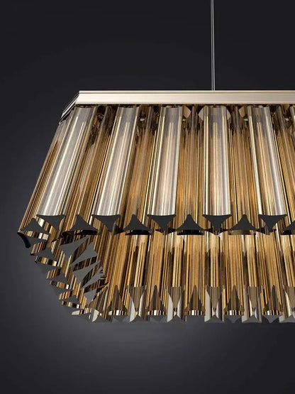 Modern gold amber glass chandelier for dining room