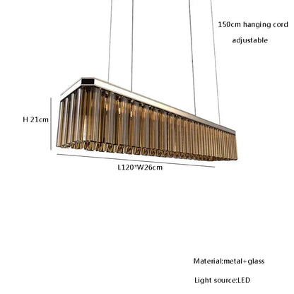 Modern gold amber glass chandelier for dining room