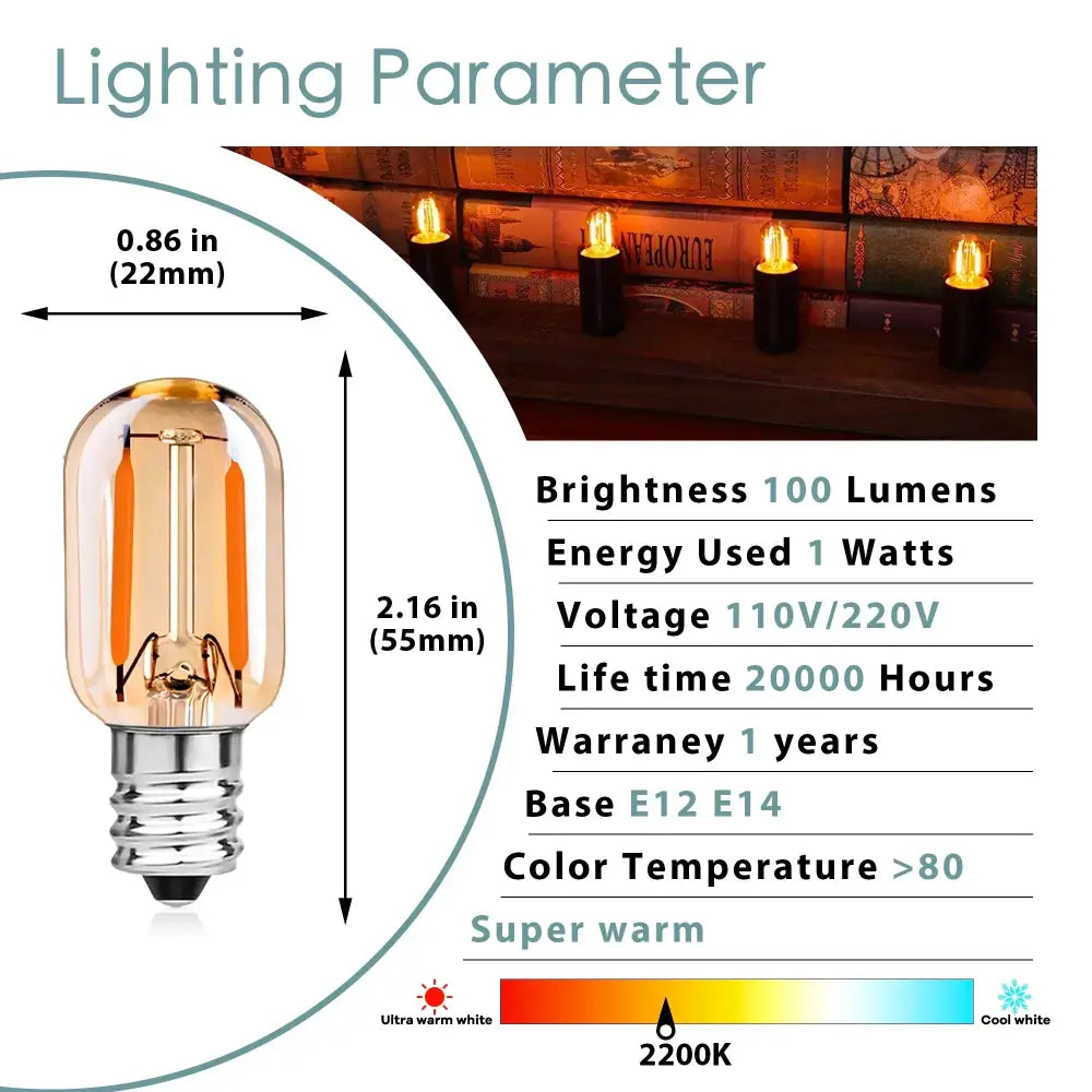 Vintage amber glass led filament bulb bedroom accent light