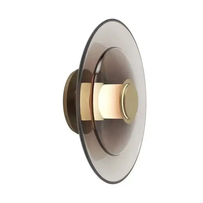 Modern black and amber glass disc wall lamp bedroom sconce