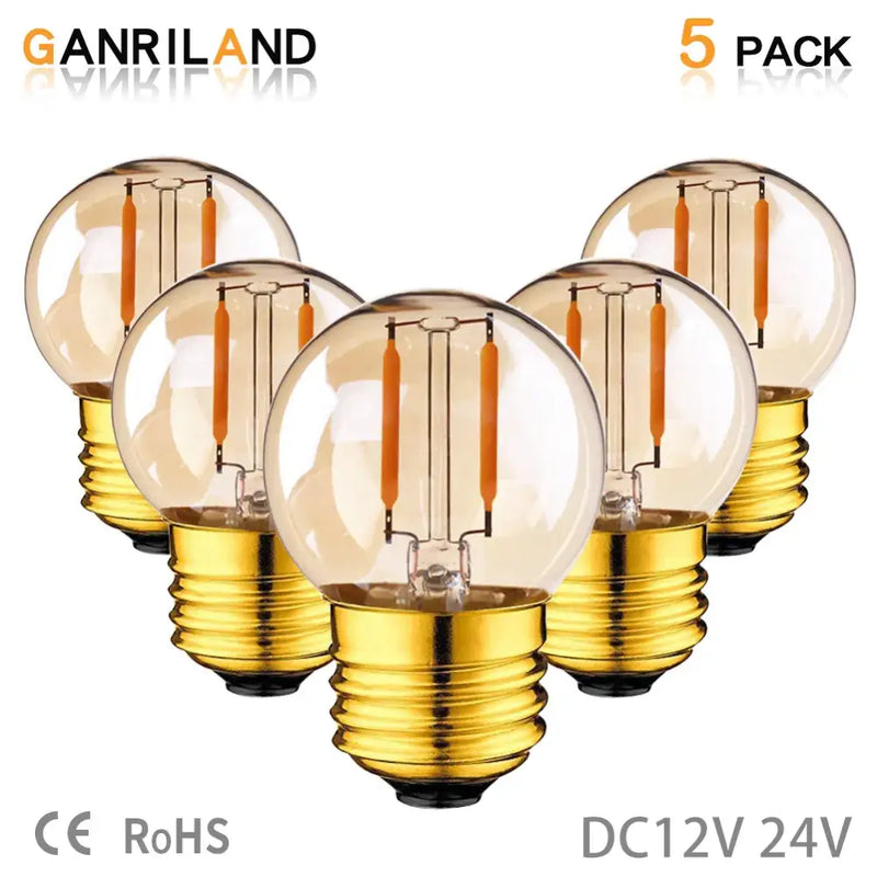 Vintage amber glass led bulb 5-pack for rv and bedroom living room