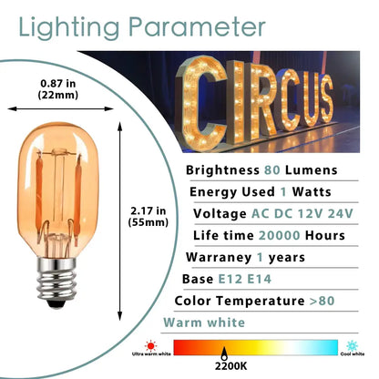 Vintage amber glass led bulb bedroom warm white light