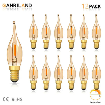 Retro amber glass led candle bulbs 12-pack bedroom night light