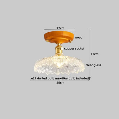 Modern amber glass led pendant light kitchen brass ceiling light