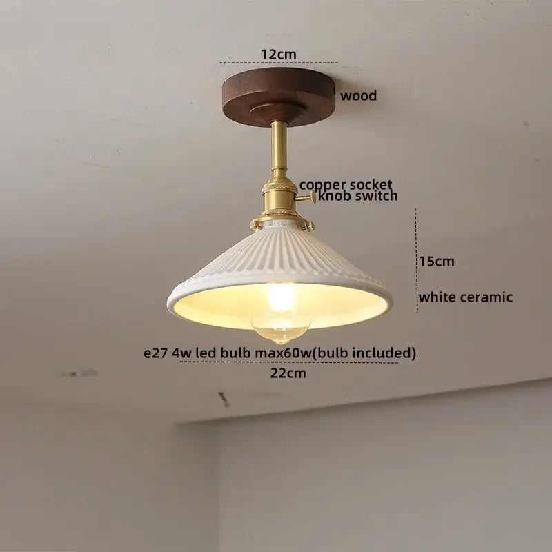 Modern amber glass led ceiling light kids room wood canopy