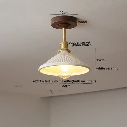 Modern amber glass led ceiling light kids room wood canopy