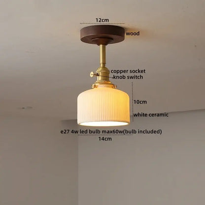 Modern amber glass led ceiling light kids room wood canopy