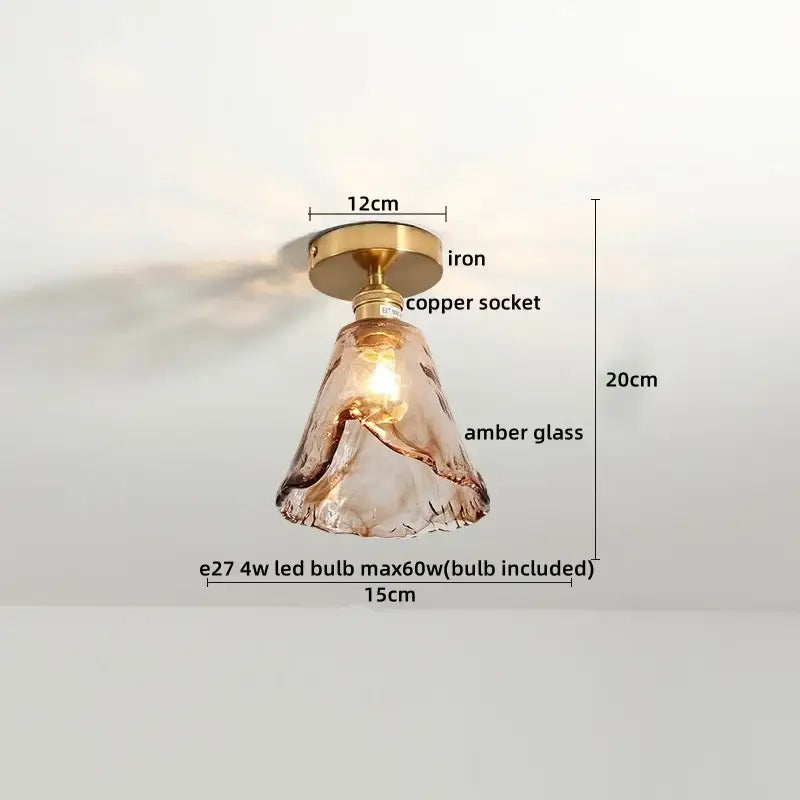 Modern amber glass led ceiling lights dining room pendant