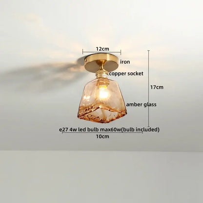 Modern amber glass led ceiling lights dining room pendant