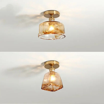 Modern amber glass led ceiling lights dining room pendant
