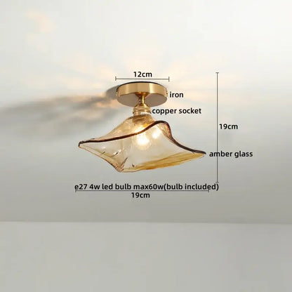 Modern amber glass led ceiling lights dining room pendant