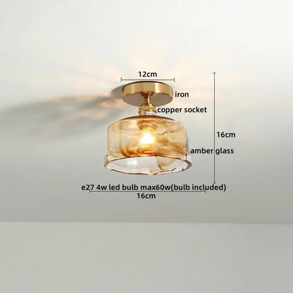 Modern amber glass led ceiling lights dining room pendant