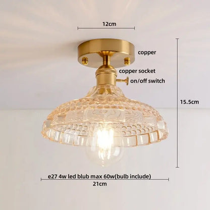 Modern amber glass led ceiling lights for kitchen and living room