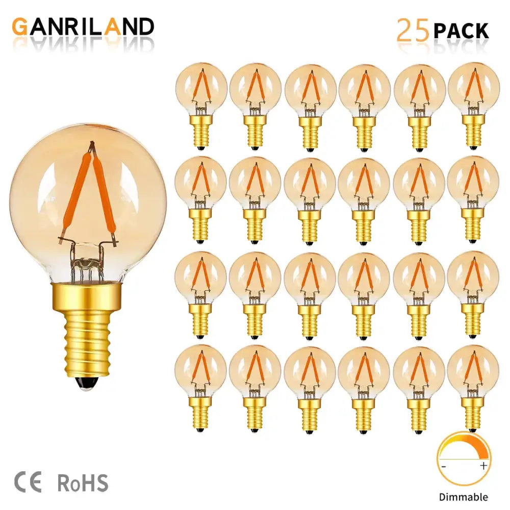Amber glass led filament globe bulb bedroom fairy light