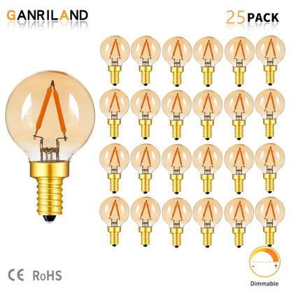 Amber glass led filament globe bulb bedroom fairy light