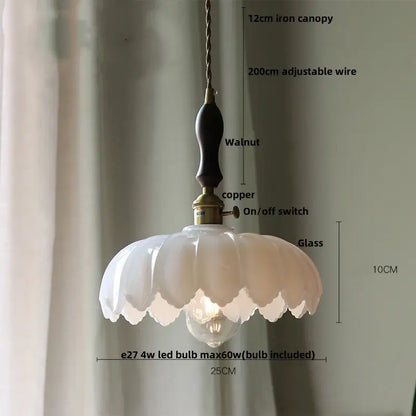 Modern petal amber glass led pendant lamp dining room brass cable