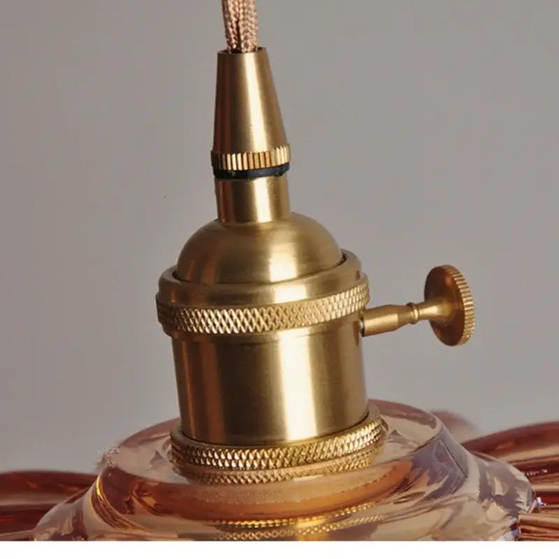 Modern petal amber glass led pendant lamp dining room brass cable
