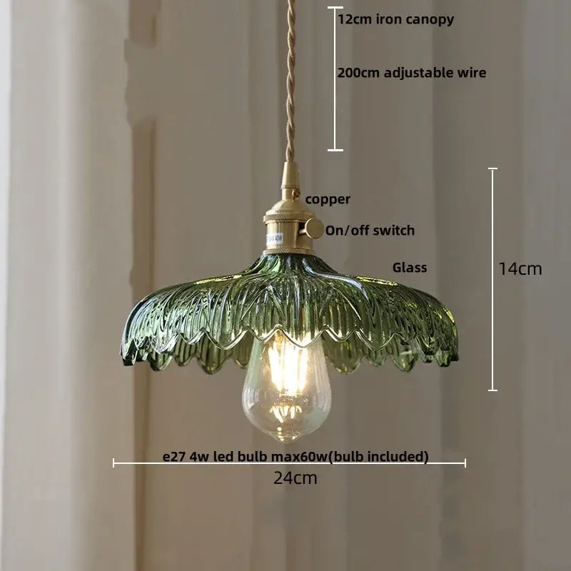 Modern petal amber glass led pendant lamp dining room brass cable