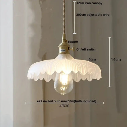 Modern petal amber glass led pendant lamp dining room brass cable
