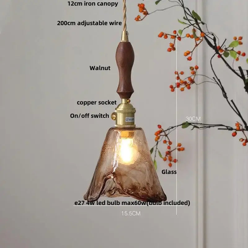Amber textured glass led pendant lamp for kitchen and dining room