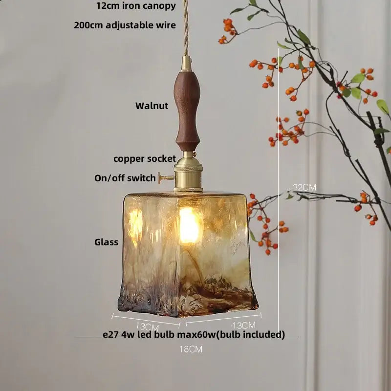 Amber textured glass led pendant lamp for kitchen and dining room