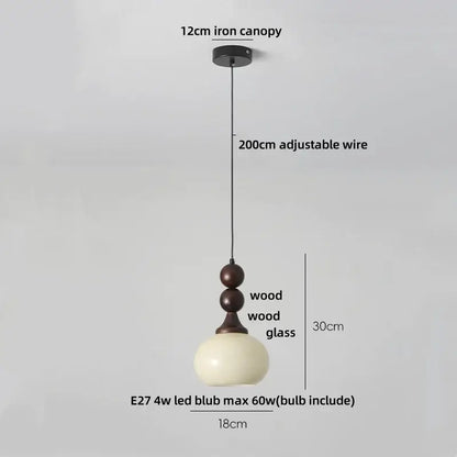 Rustic amber glass led pendant light – kitchen wood interior lighting