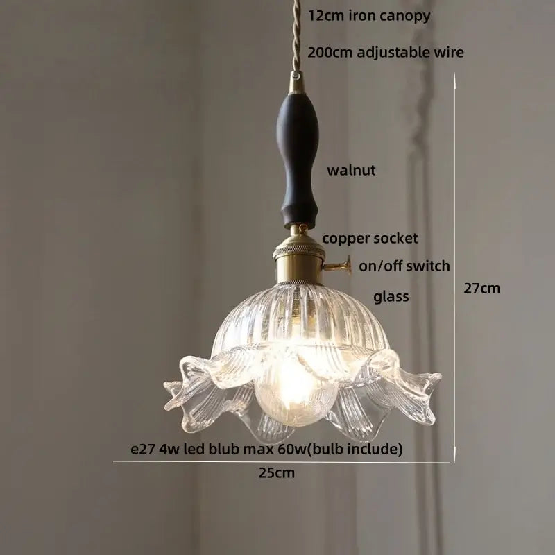 Amber glass led pendant light kitchen embossed diamond pattern