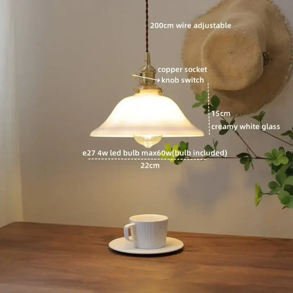 Vintage amber glass led pendant light for dining room