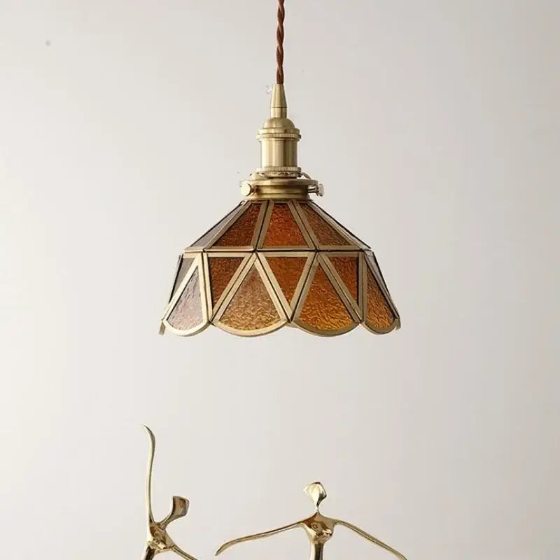 Vintage amber glass led pendant light for dining room