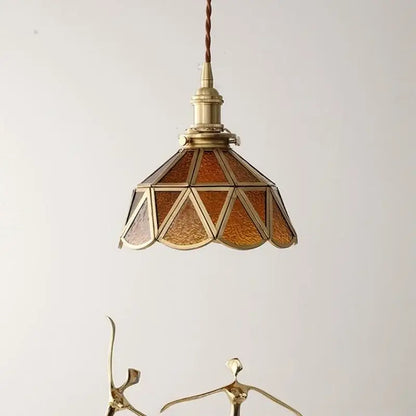 Vintage amber glass led pendant light for dining room