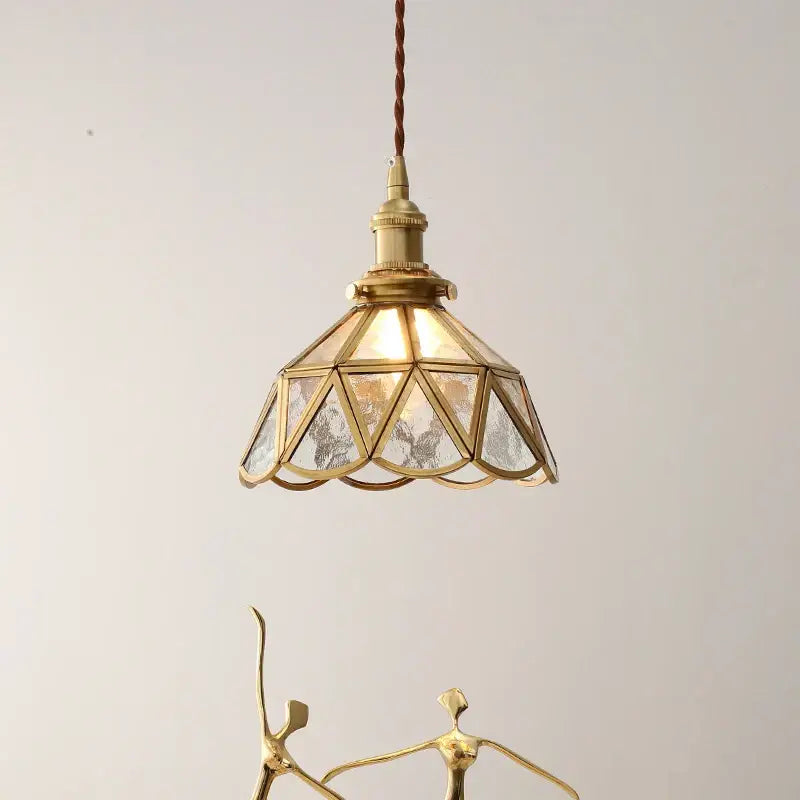 Vintage amber glass led pendant light for dining room