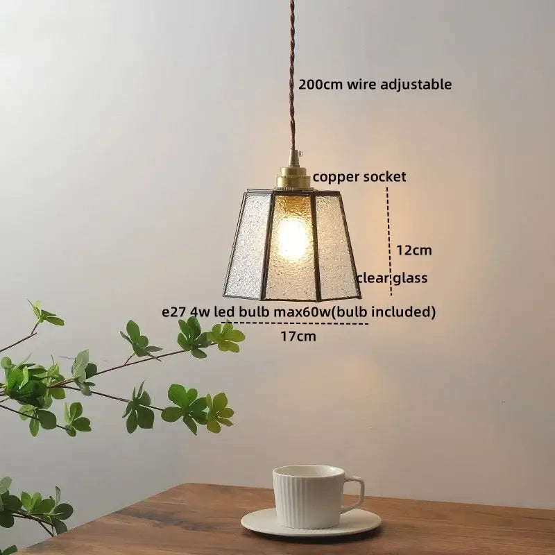 Vintage amber glass led pendant light for dining room