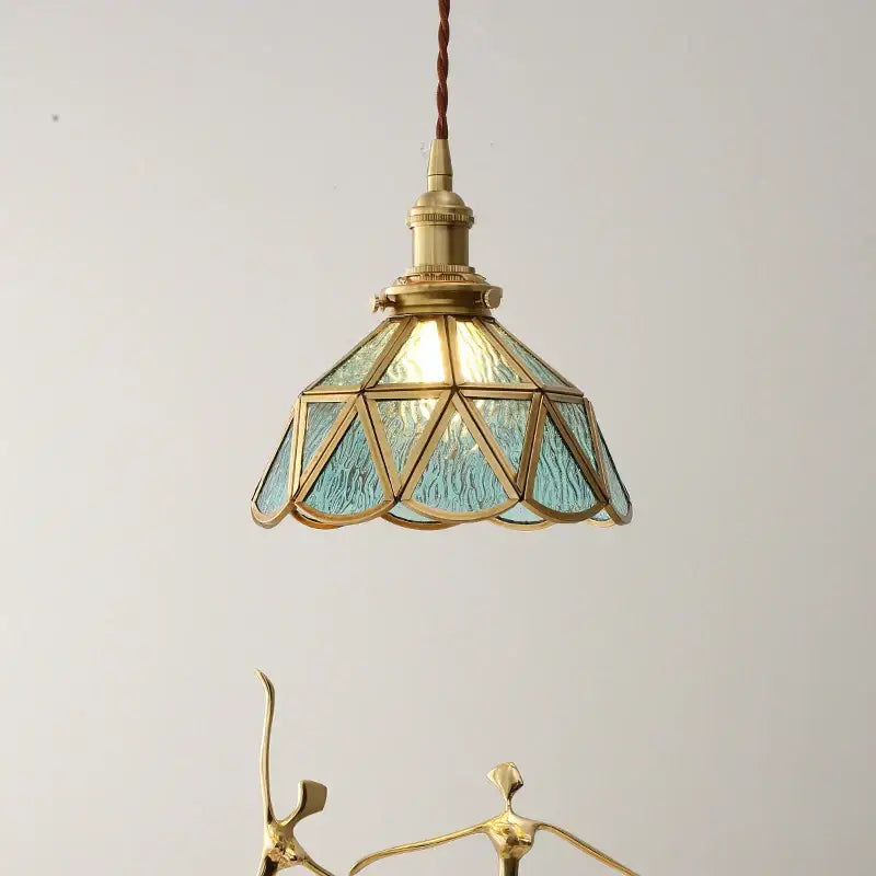 Vintage amber glass led pendant light for dining room