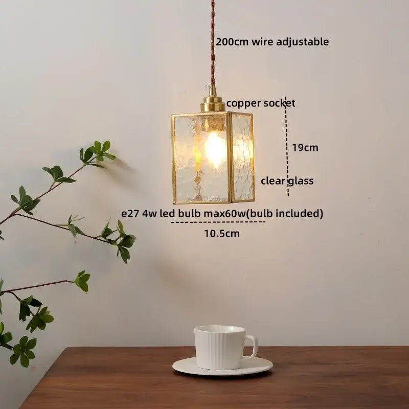 Vintage amber glass led pendant light for dining room
