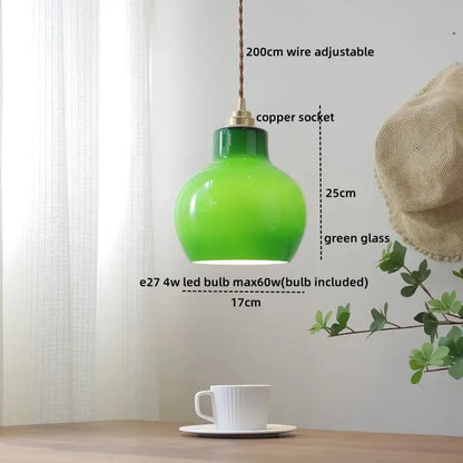 Vintage amber glass led pendant light for dining room