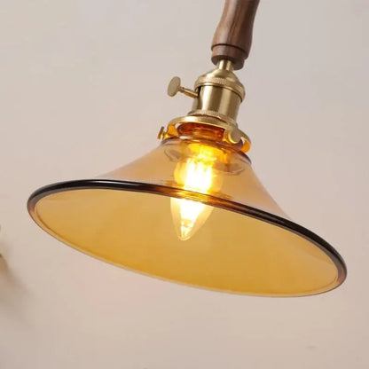 amber glass led pendant light with walnut dining room