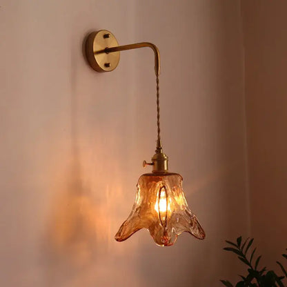 Brass brass amber glass led wall lamps for living room