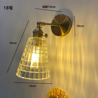 Modern ribbed amber glass wall light fixture bedroom adjustable sconce
