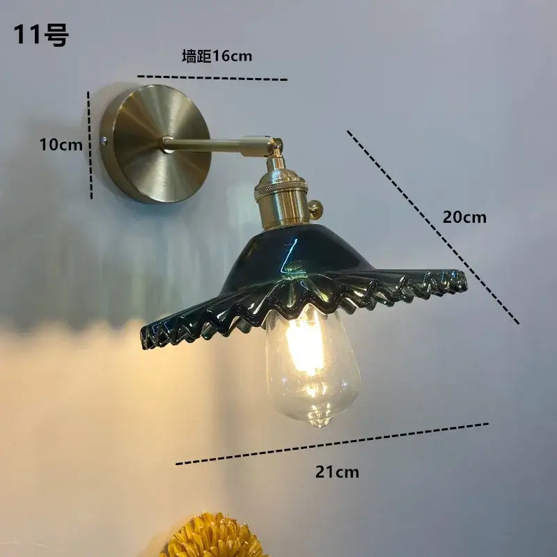 Modern ribbed amber glass wall light fixture bedroom adjustable sconce