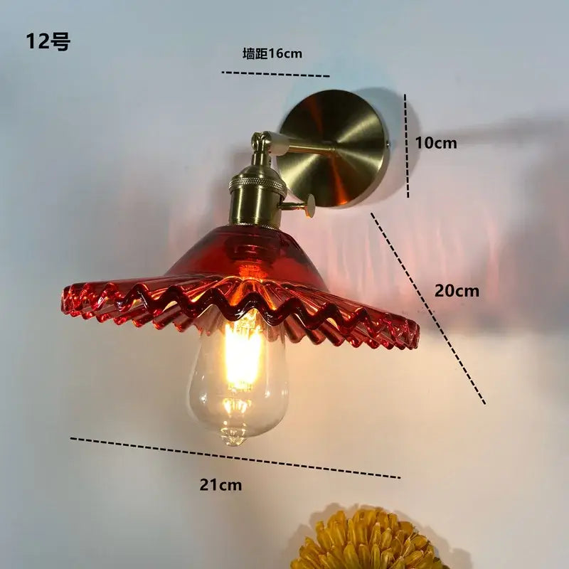 Modern ribbed amber glass wall light fixture bedroom adjustable sconce
