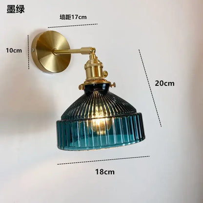 Modern ribbed amber glass wall light fixture bedroom adjustable sconce