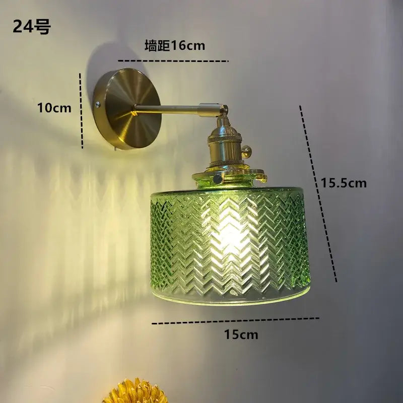 Modern ribbed amber glass wall light fixture bedroom adjustable sconce