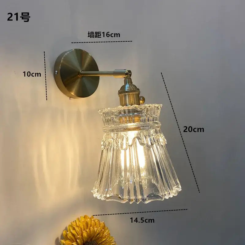 Modern ribbed amber glass wall light fixture bedroom adjustable sconce