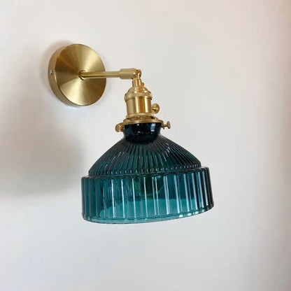 Modern ribbed amber glass wall light fixture bedroom adjustable sconce