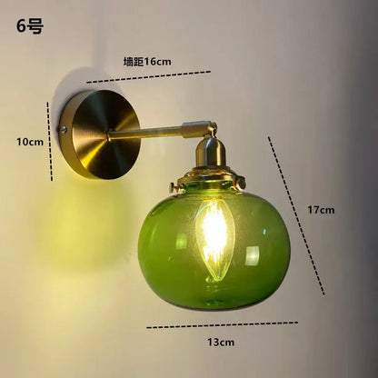 Modern ribbed amber glass wall light fixture bedroom adjustable sconce
